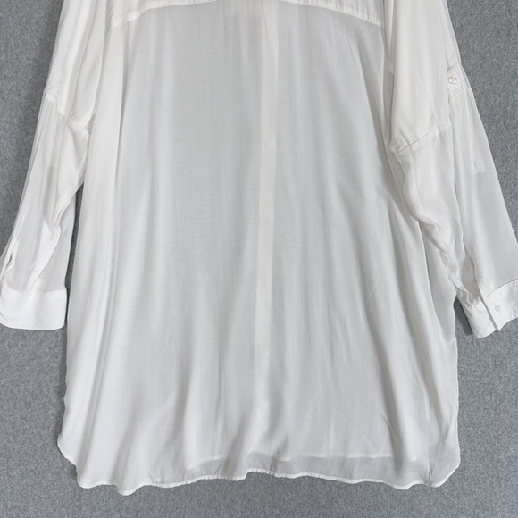 Lands End Womens Swim Cover Up White XL / XXL Long Sleeves Button Up Tunic Shirt - Picture 7 of 16